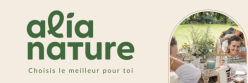 Logo alia nature avec le slogan" Choisis le meilleur pour toi "et une photo d'un atelier